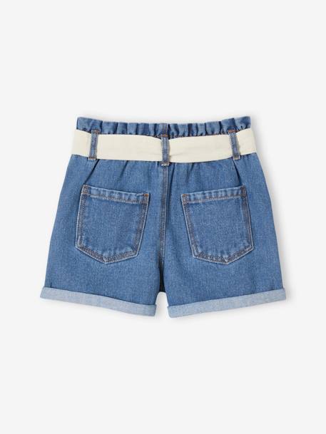 Short en jean style paperbag fille stone 