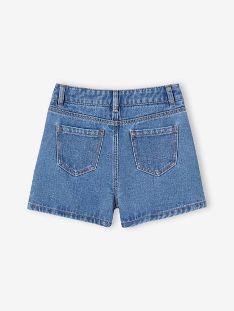 Short en jean brodé fleurs fille stone 