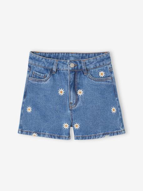 Mädchen Jeansshorts mit Blumenstickerei blue stone 