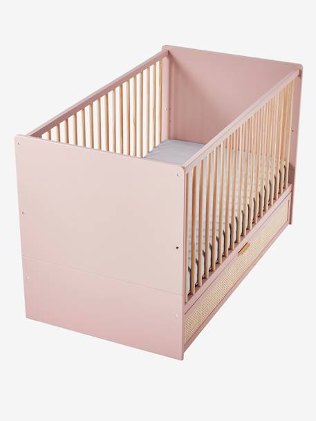 Mitwachsendes Babybett mit Schublade in Rattan-Geflecht POESIE nude 
