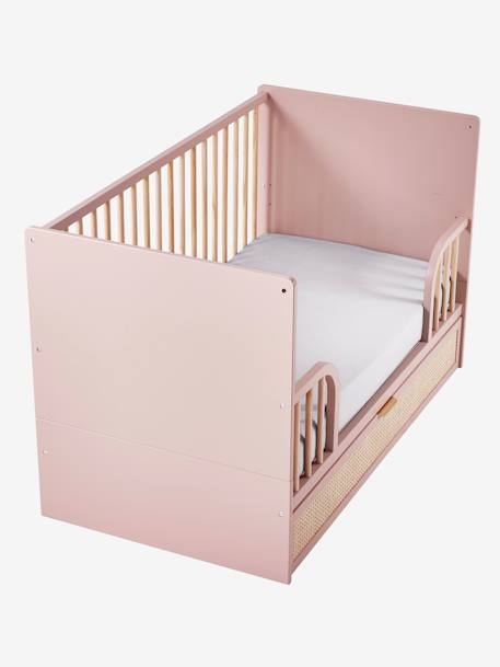 Mitwachsendes Babybett mit Schublade in Rattan-Geflecht POESIE nude 