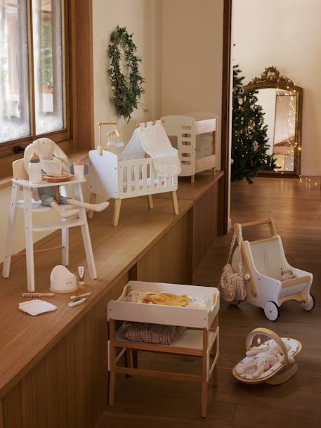 Puppenbett aus Holz FSC® weiß/natur 