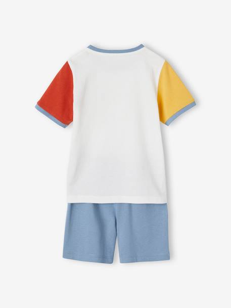 Kurzer Jungen Schlafanzug mit Schriftzug Oeko-Tex himmelblau 
