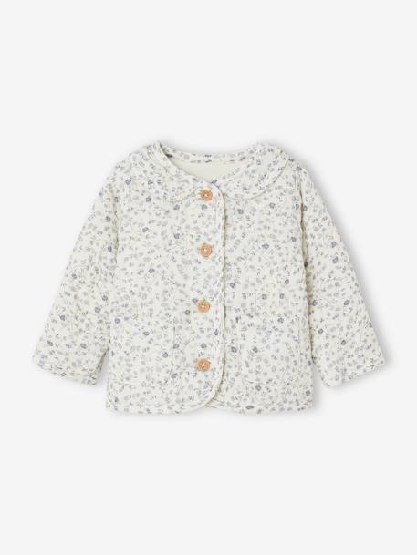 Veste bébé en gaze de coton BEIGE CLAIR IMPRIME+écru 