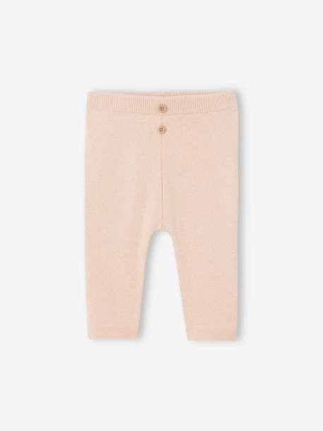 Ensemble en tricot pull à collerette et pantalon bébé rose nude 