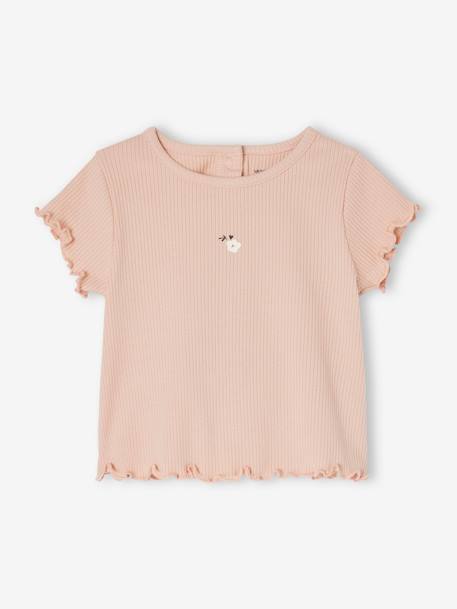 Lot de 2 tee-shirts naissance en coton biologique rose nude 