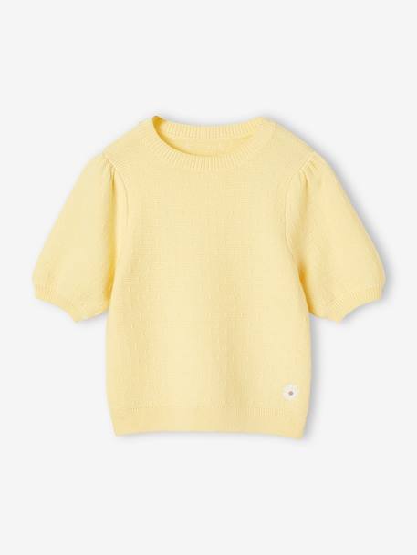 Mädchen Kurzarm-Pullover Oeko-Tex blassgelb 