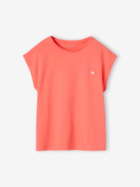 Tee-shirt uni Basics personnalisable fille manches courtes corail+écru+mandarine 