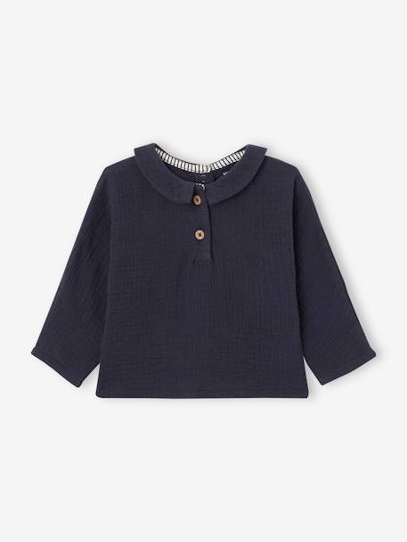 Blouse en gaze de coton bébé personnalisable bleu nuit 