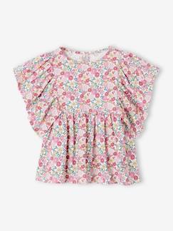 Tee-shirt blouse motifs fleurs fille