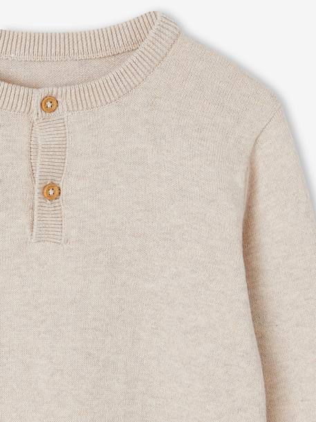 Jungen Pullover mit Henley-Ausschnitt Oeko-Tex beige meliert+blau meliert+mintgrün 