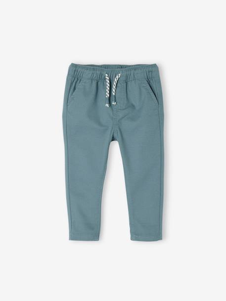 Baby Jungen Stoffhose, Dehnbund himmelblau+pekannuss 