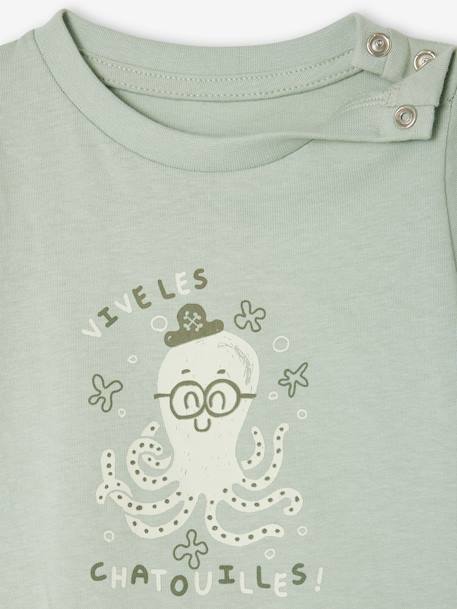 Baby T-Shirt „Mini Totem' aqua+ecru 