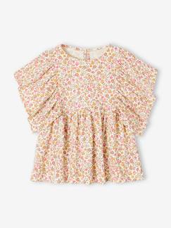 -Tee-shirt blouse motifs fleurs fille