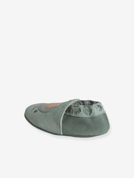 Chaussons élastiqués en cuir souple bébé vert sauge 