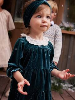 Geschenksets zu Weihnachten-Baby-Kleid, Rock-Geschenk-Set Babykleid mit Haarband in Velours