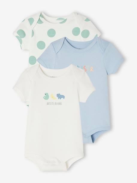 3er-Pack mitwachsende Baby Schlupfbodys, Bio-Baumwolle Oeko-Tex himmelblau 