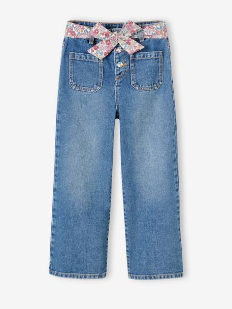 Mädchen Loose-fit-Jeans mit Stoffgürtel blue stone 