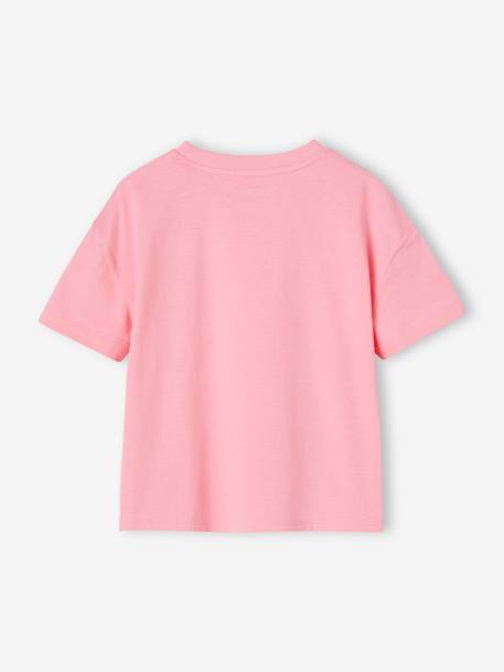 Tee-shirt uni Basics fille manches courtes rose bonbon+turquoise+vert amande 