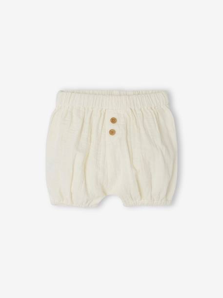 2er-Pack Baby Shorts aus Musselin graublau+wollweiß 