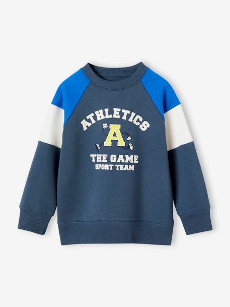 Jungen Sport-Sweatshirt, Colorblock-Style Oeko-Tex marine 