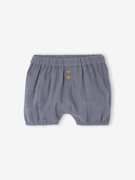 2er-Pack Baby Shorts aus Musselin graublau+wollweiß 