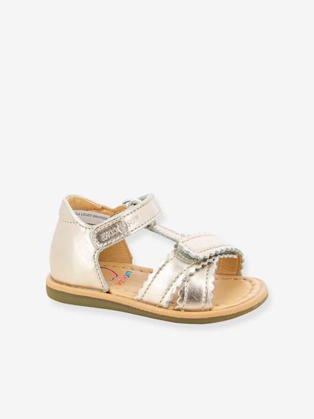 Baby Lauflern-Sandalen Tity Cross SHOO POM beige golden 