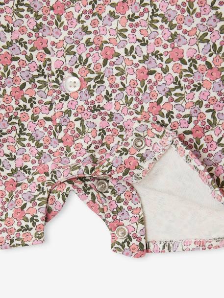 Combinaison fleurie naissance personnalisable blanc imprimé+écru 