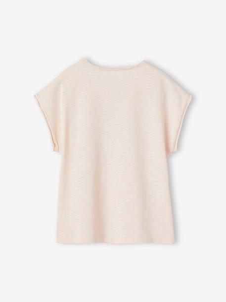 Tee-shirt panthères message flocage velours fille rose pâle 