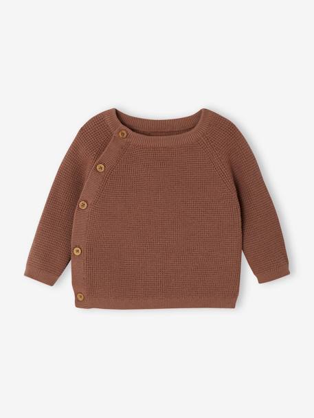 Pull en maille fantaisie naissance ouverture devant moka 