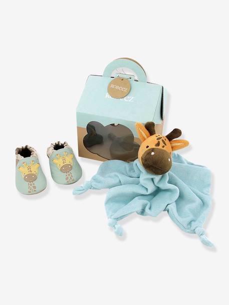 Baby Geschenk-Set: Krabbelschuhe & Schmusetuch ROBEEZ aqua 