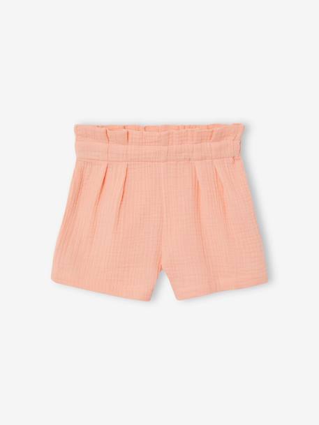 Festliches Mädchen-Set: Bluse & Shorts blau bedruckt+rosa bedruckt 