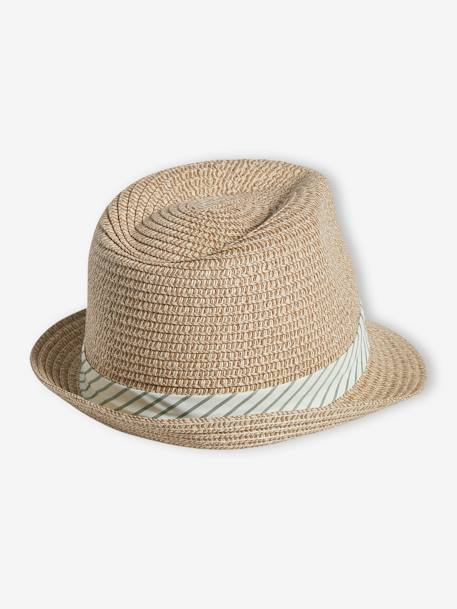 Chapeau esprit panama aspect paille garçon bois 