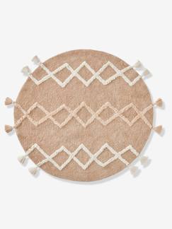 Bettwäsche & Dekoration-Runder Kinderzimmer Teppich mit Pompons, Berber-Stil