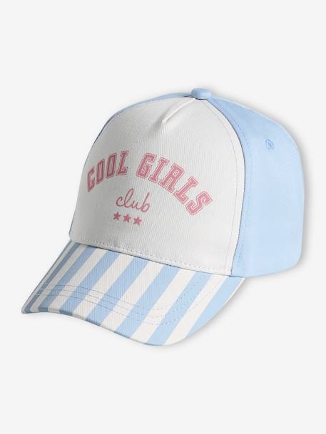 Casquette fille 'Cool Girls Club' rayé bleu+rayé rose 