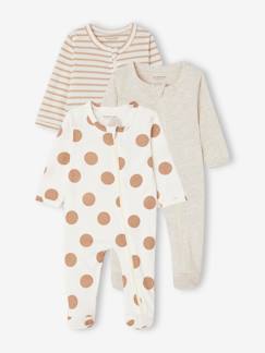 Lot de 3 pyjamas bébé en jersey ouverture zippée BASICS