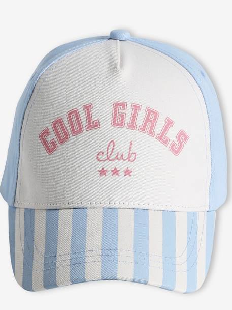 Casquette fille 'Cool Girls Club' rayé bleu+rayé rose 