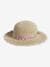 Chapeau aspect paille effet crochet avec ruban imprimé fille rose pâle 