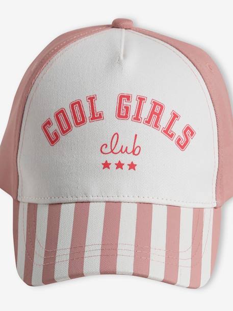 Casquette fille 'Cool Girls Club' rayé bleu+rayé rose 