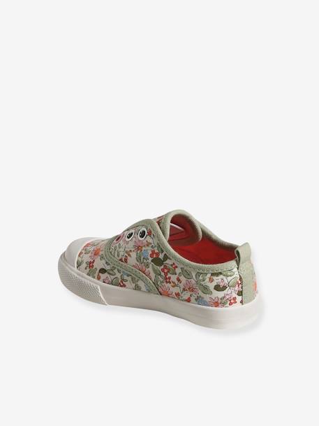 Baby Stoff-Sneakers mit Gummizug weiß bedruckt 