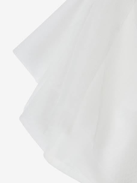 Robe de cérémonie à volants fille en gaze de coton et tulle écru 