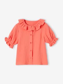 Fille-Chemise, blouse, tunique-Blouse à collerette en gaze de coton fille