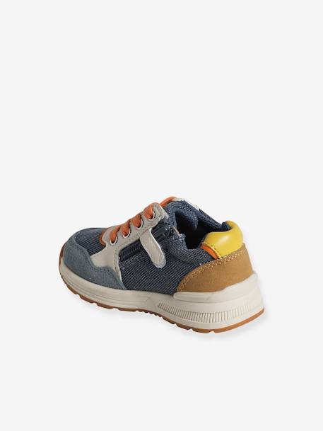 Baby Sneakers mit Reissverschluss ecru+jeansblau 