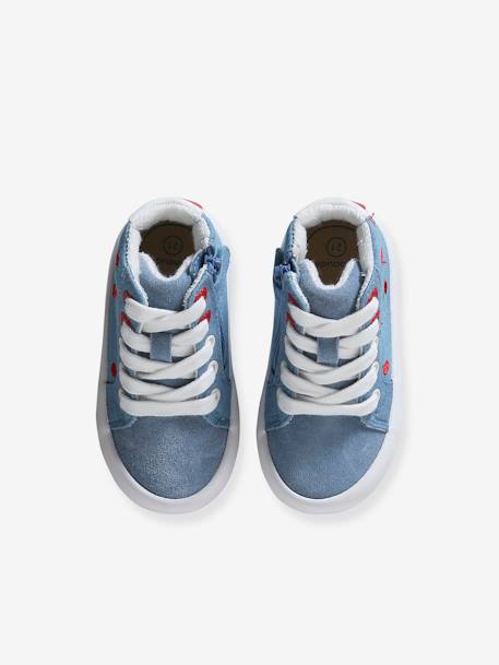 Baby High-Sneakers mit Reissverschluss blau bedruckt 