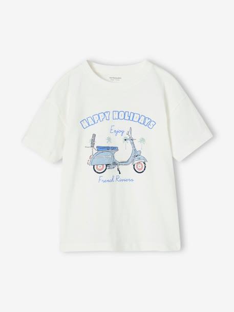 Tee-shirt motif scooter garçon. blanc 
