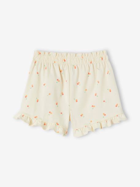 Mädchen Shorts mit Volants blau+marine+wollweiß 