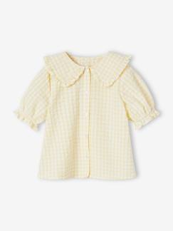 Blouse vichy grand col volanté fille