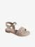 Kinder Klett-Sandalen mit Anziehtrick beige bedruckt 