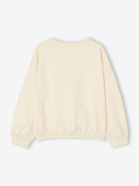 Mädchen Sport-Sweatshirt mit Recycling-Polyester wollweiß 
