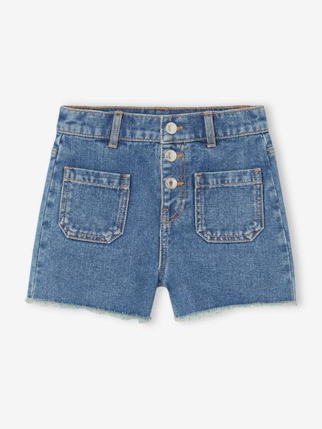 Short en jean fille bas effiloché stone 